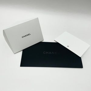 CHANEL black signature white note card White and Black envelope with CHANEL Logo